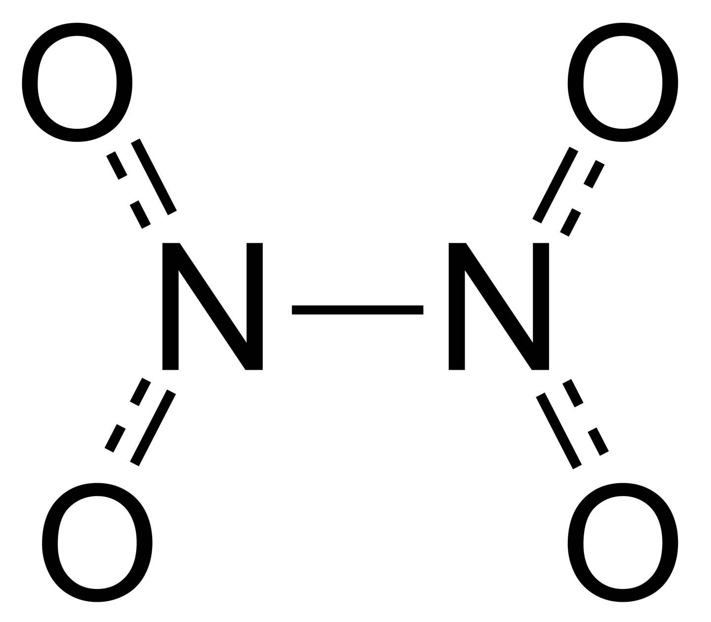 Dinitrogen tetroxide's chemical formula. <em>Kemikungen via Wikimedia Commons</em>