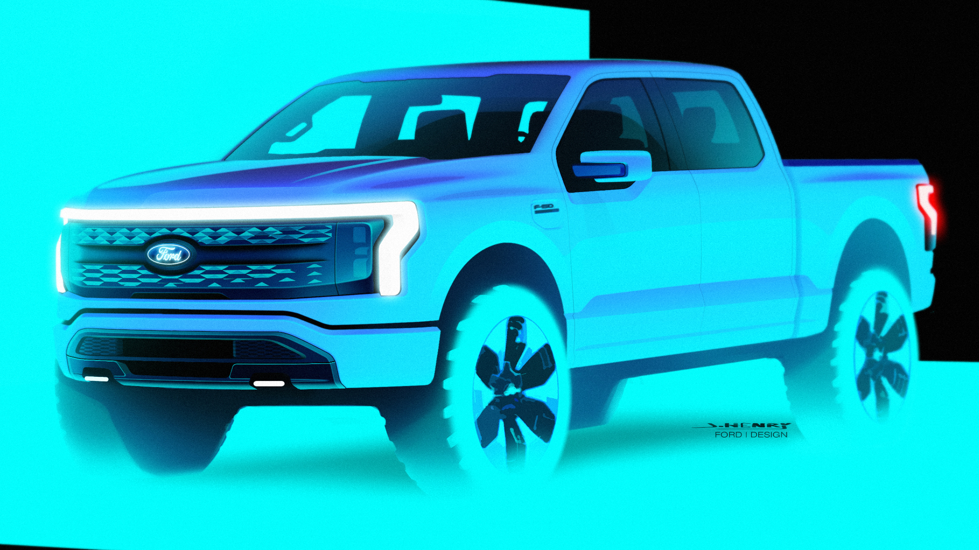 Pre-production sketch of the F-150 Lightning.