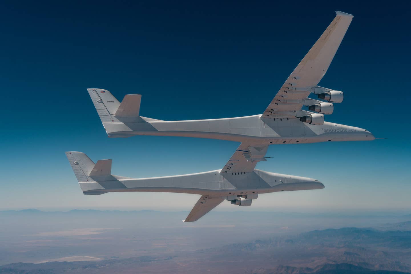 The Roc during one of its test flights. <em>Credit: Stratolaunch</em>