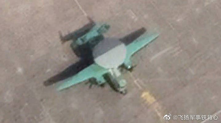 Another satellite image shows a KJ-600 prototype in the green primer paint now frequently seen on Chinese naval aircraft. <em><em>via Chinese internet</em></em>