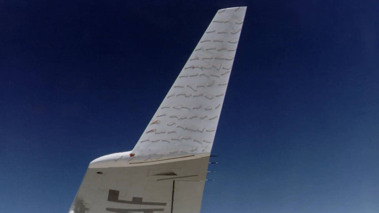 A close-up of the winglet design that the Air Force and NASA tested in the 1970s and 1980s. <em>NASA</em>