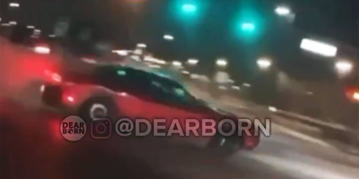 Video: Street Racers Collide With Dodge Challenger Doing Donuts in Intersection