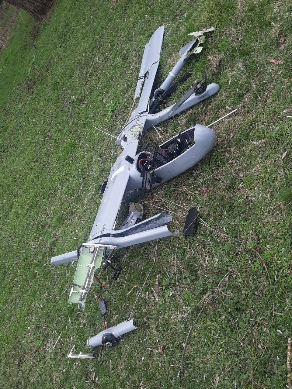 This Ukrainian Poseidon H10 drone was shot down in Belgorod Oblast, its governor said. (Vyacheslav Gladkov Telegram photo)