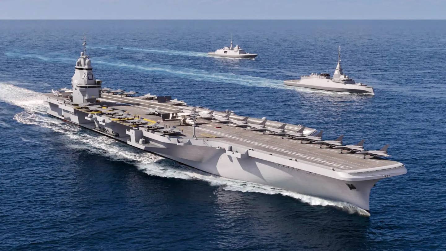 A rendering of France's future New Generation Aircraft Carrier. <em>Naval Group</em>