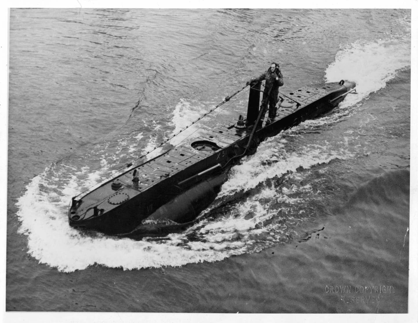 A view of X 51 <em>Stickleback</em> miniature submarine part of the Royal Navy in England, date unknown. <em>Photo by Authenticated News/Archive Photos/Getty Images</em>