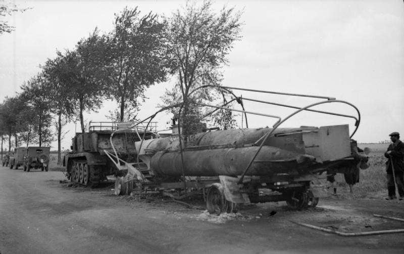 The remains of a <em>Biber</em> midget submarine, abandoned by the roadside by retreating German forces near Arras, France, 1944. <em>Fæ via Wikimedia Commons</em>