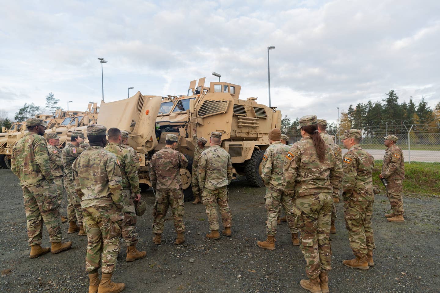 U.S. Army soldiers assigned to Task Force Orion, 27th Infantry Brigade Combat Team, New York Army National Guard, receive instructions on how to operate M1224 MaxxPro mine-resistant ambush-protected vehicles in Grafenwoehr, Germany, Nov. 6, 2022. (U.S. National Guard photo by Staff Sgt. Jordan Sivayavirojna)