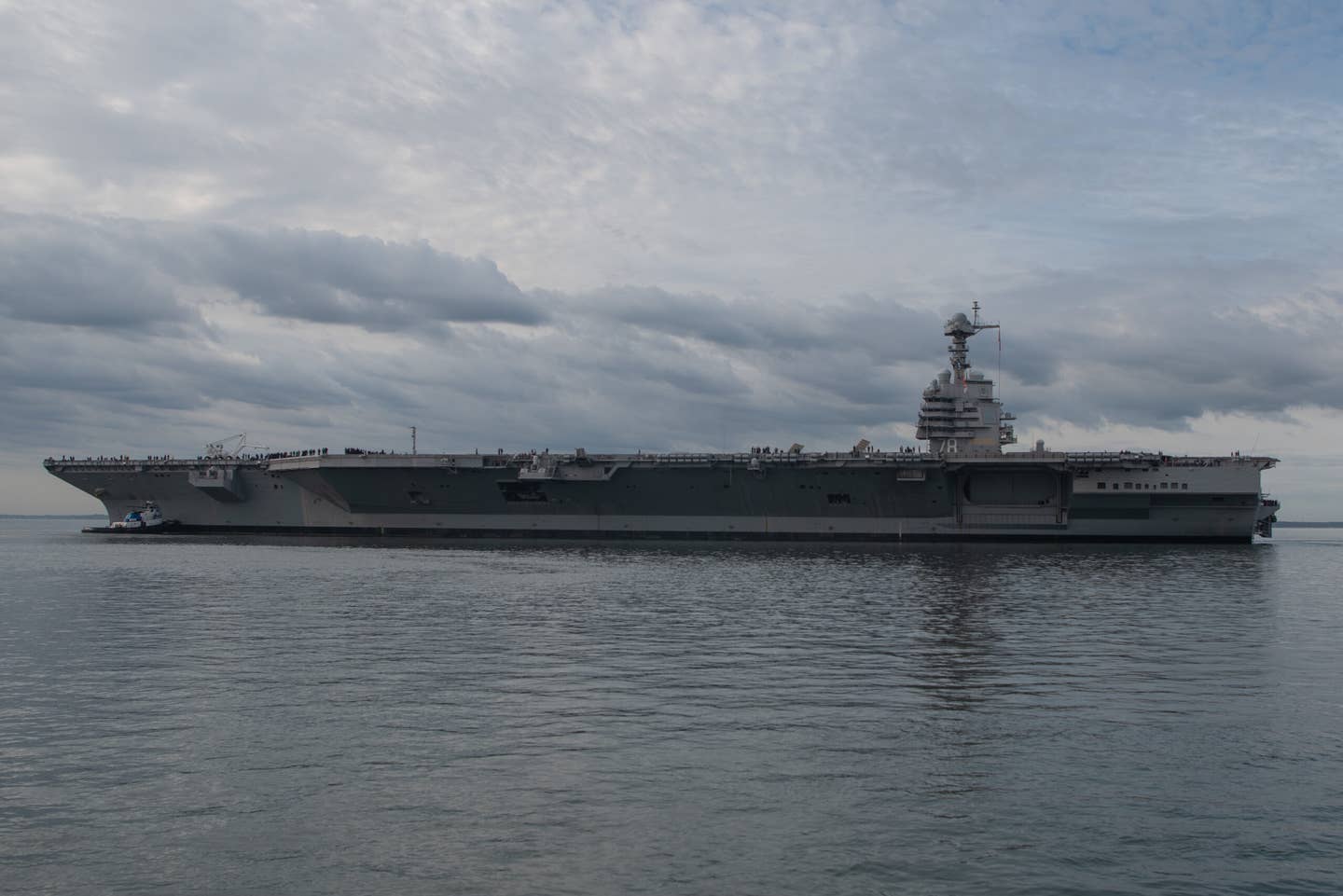 USS <em>Gerald R. Ford </em>turns out to sea. <em>Credit: U.S. Navy photo by Mass Communication Specialist Seaman Cory J. Daut</em>