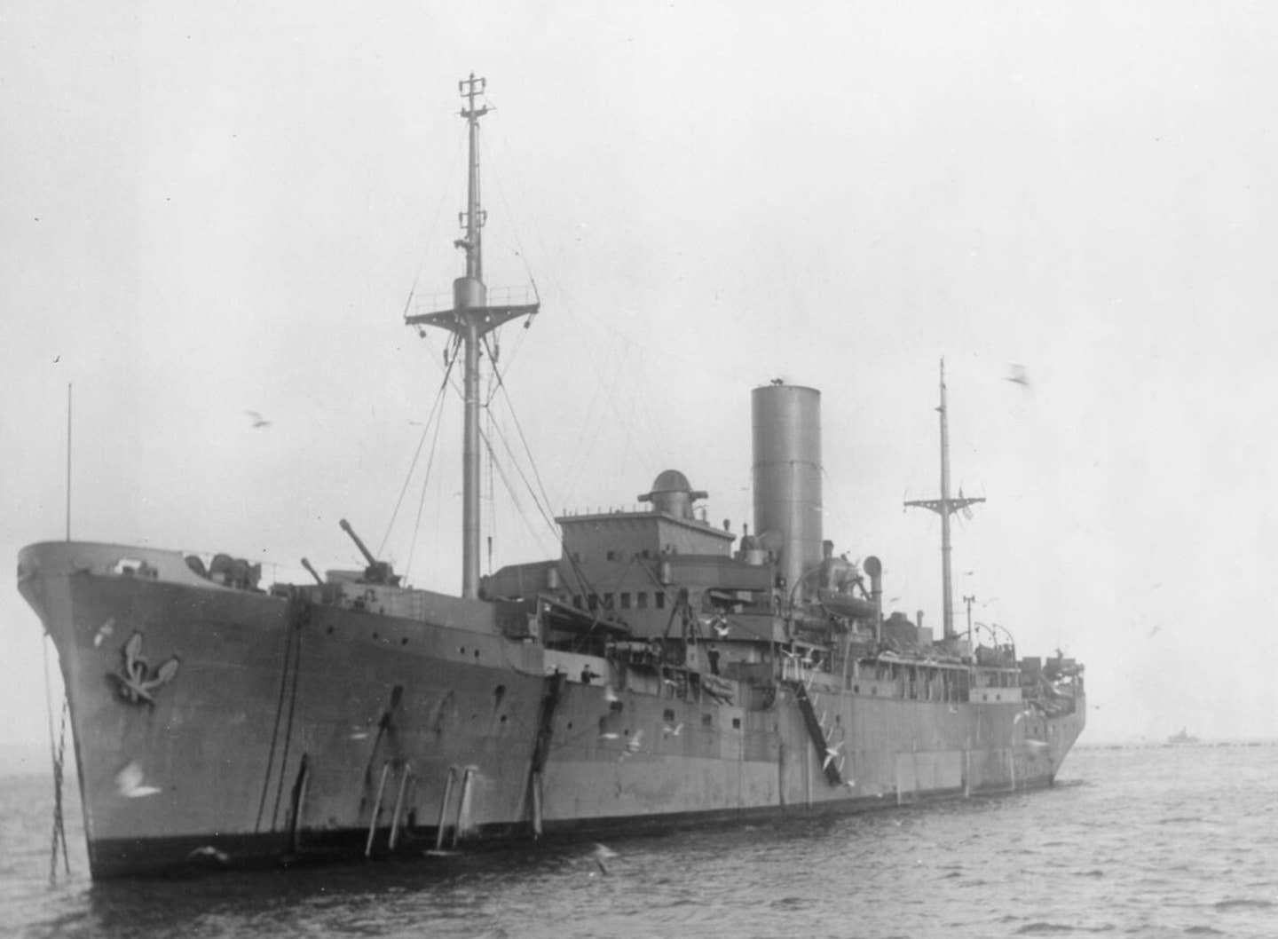 HMS <em>Menestheus</em> pictured during its minelaying days, unknown date. <em>© IWM</em>