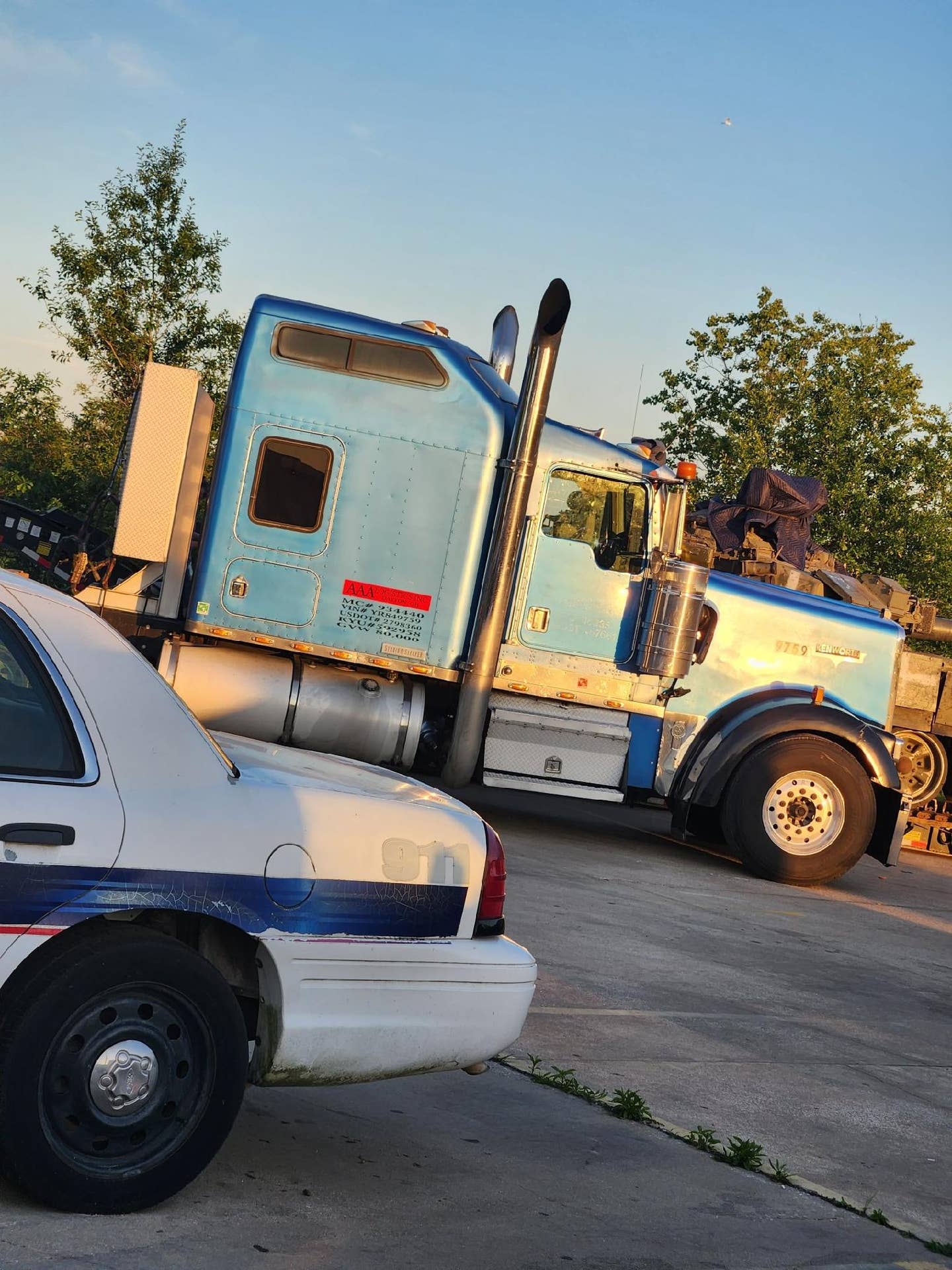 A truck from AAA Logistics in Dayton, Ohio, hauled away the tank last night. (Courtesy Cody Sellers)