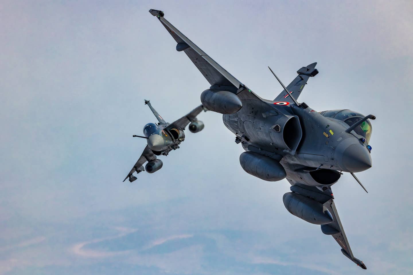 An IRST-equipped Indian Air Force Rafale and a Tejas. <em>IAF</em>