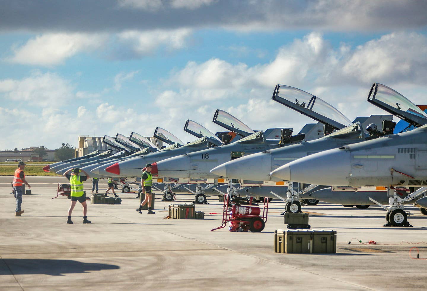 RAAF Hornets sit on the flightline during an exercise during their time in service. (RAAF)