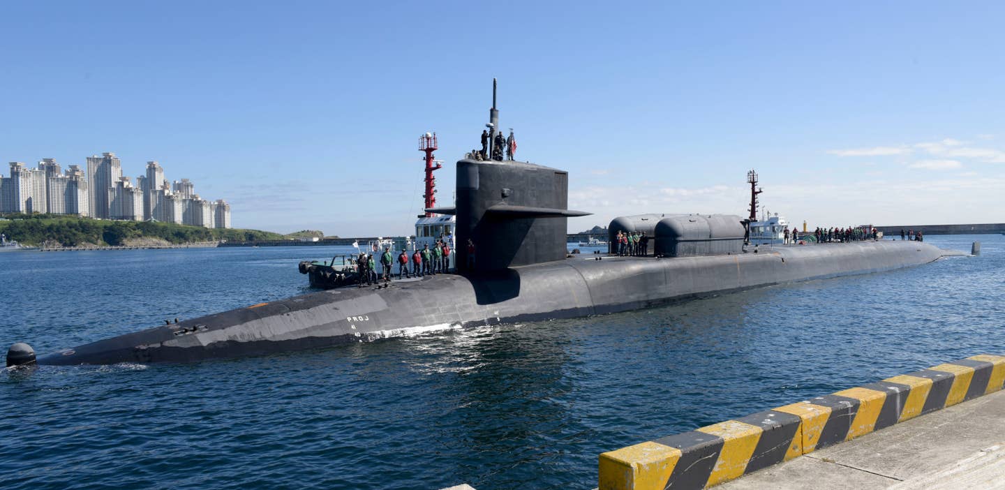 The <em>Ohio</em> class guided missile submarine USS <em>Michigan</em> in Busan, South Korea, in 2017. <em>USN</em>
