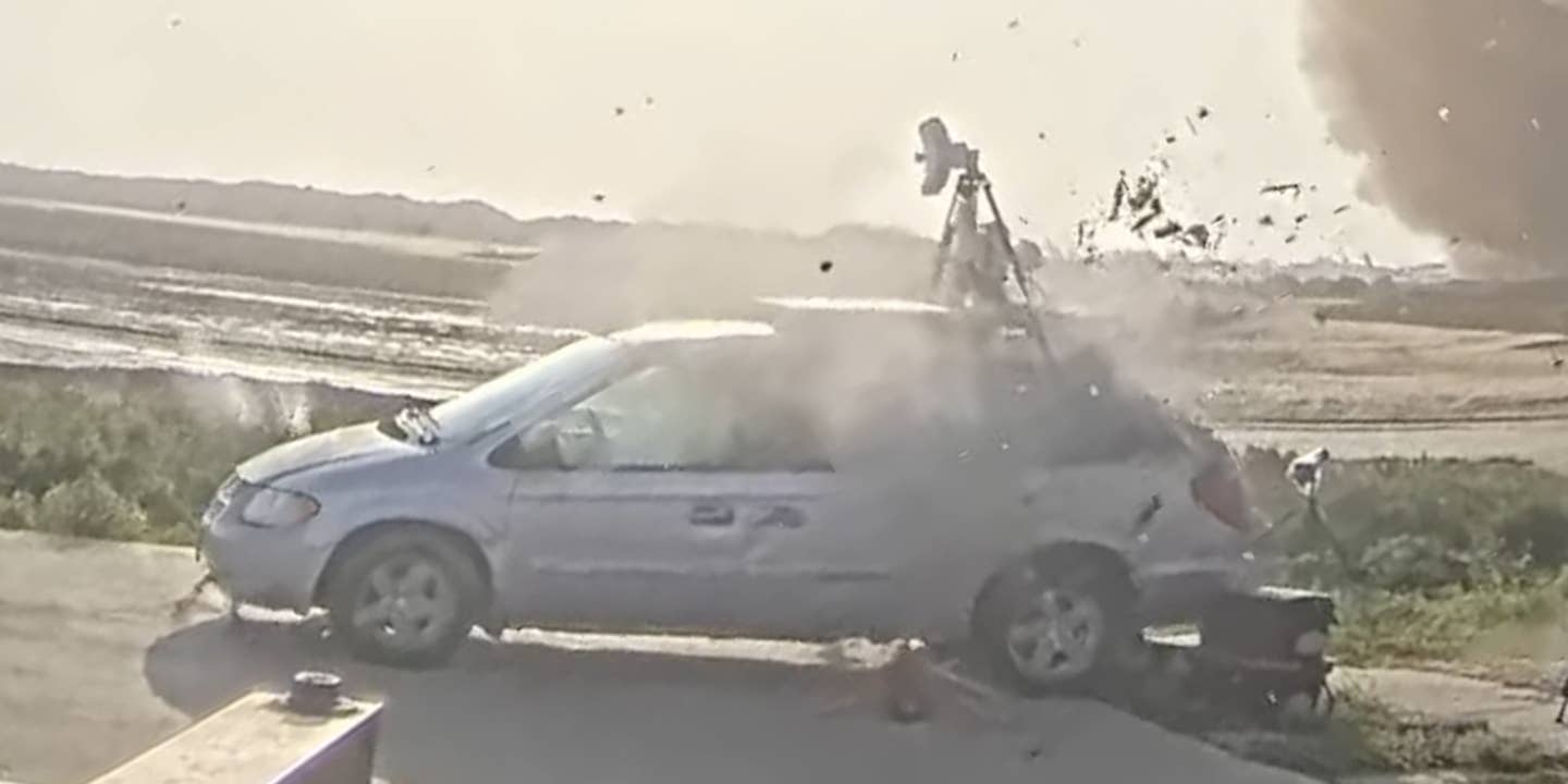 Watch SpaceX Starship Annihilate a Dodge Caravan With Flying Debris