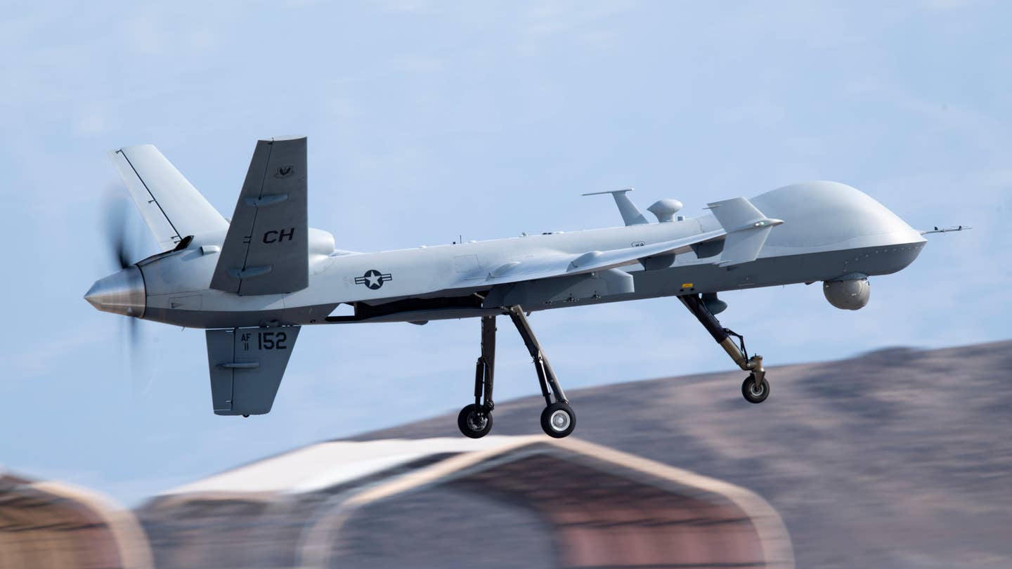 An MQ-9 Reaper like the one that was reportedly damaged by a Russian Pantsir air defense system in Syria last year. <em>USAF</em>