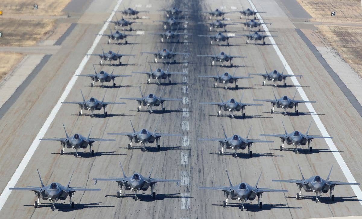 Stealthy F-35s are increasingly dominating the USAF's inventory, with B-21 and NGAD combat jets on the way too, making CSAR all that more challenging. <em>USAF</em>