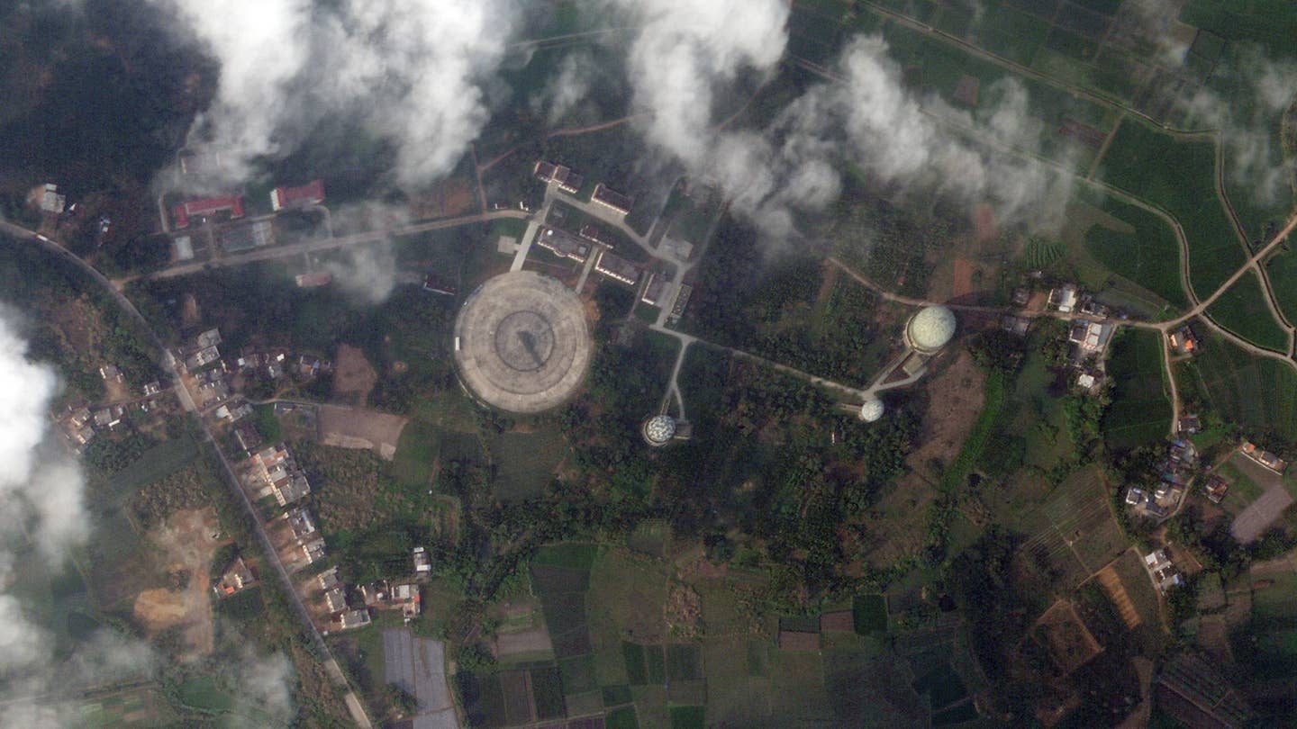 A satellite image of a Chinese balloon launch site and associated facilities on Hainan Island that was taken on February 16, 2023. <em>PHOTO © 2023 PLANET LABS INC. ALL RIGHTS RESERVED. REPRINTED BY PERMISSION</em>