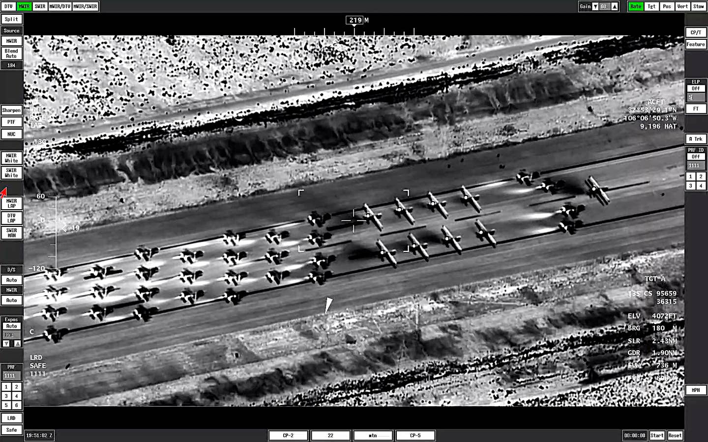 All 49 F-16s and MQ-9s line up on the flight line at Holloman. <em>Courtesy photo/U.S. Air Force</em>