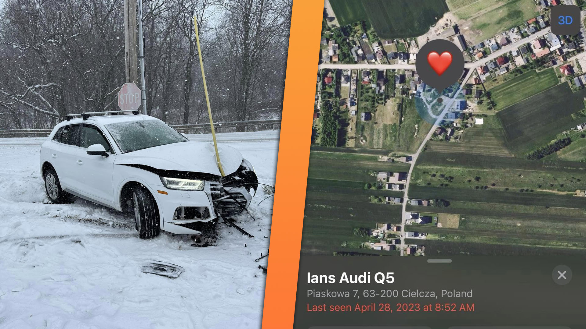 Forgotten Airtag Tracks Totaled Audi Q5 From Pennsylvania to Poland