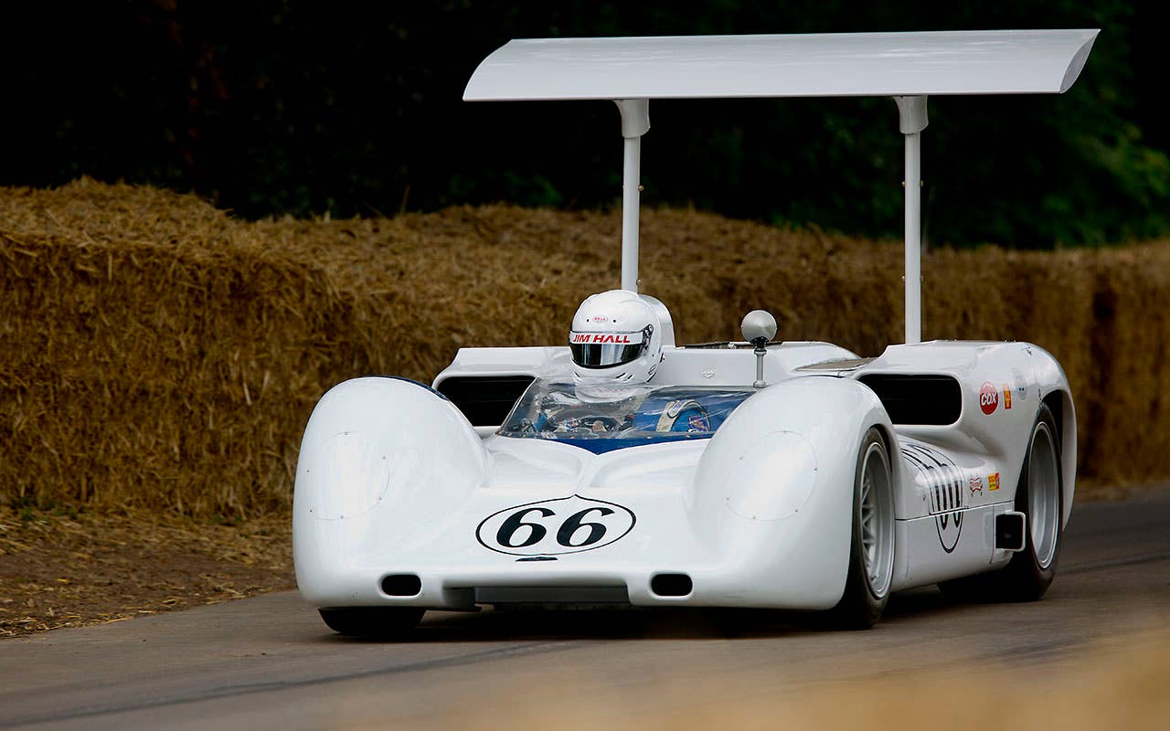 CHICHESTER, ENGLAND - JUNE 30: Chaparral 2E driven by Jim Hall jr during the Goodwood festival of Speed at Goodwood on June 30th, 2017 in Chichester, England. (Photo by Michael Cole/Corbis via Getty Images)