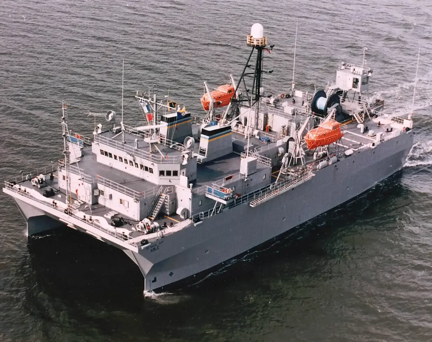 The SURTASS-equipped&nbsp;<em>Victorious</em>&nbsp;class ocean surveillance ship USNS&nbsp;<em>Able</em>.&nbsp;<em><em>U.S. Navy</em></em>