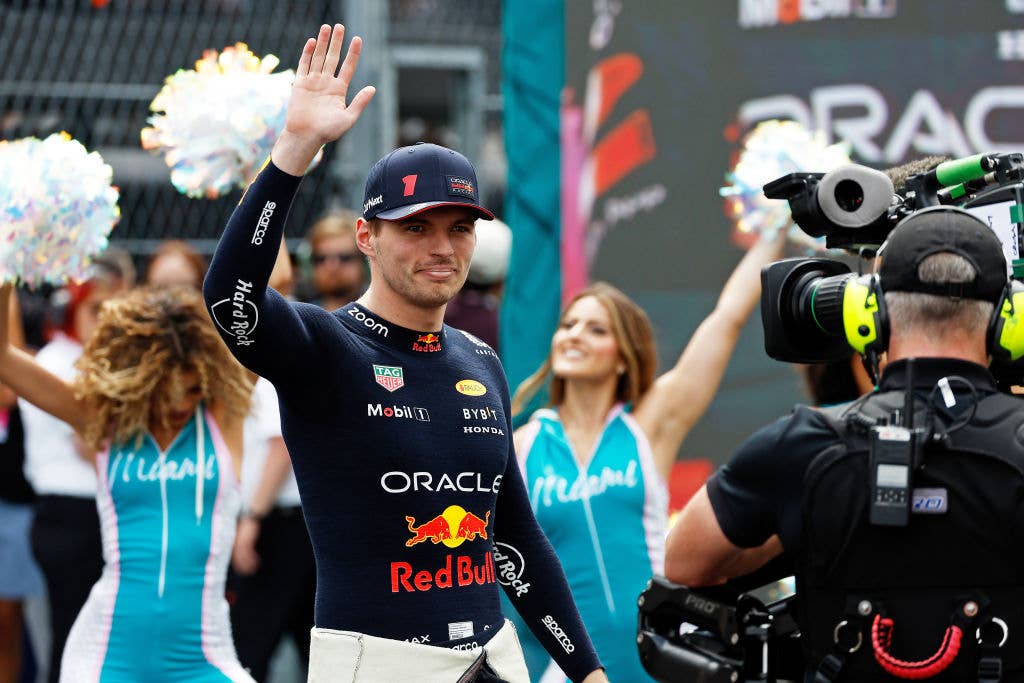 Max Verstappen of the Netherlands and Oracle Red Bull Racing  walks out onto the grid prior to the F1 Grand Prix of Miami