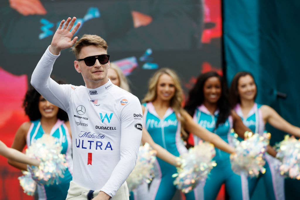 Logan Sargeant of United States and Williams walks on the grid prior to the F1 Grand Prix of Miami