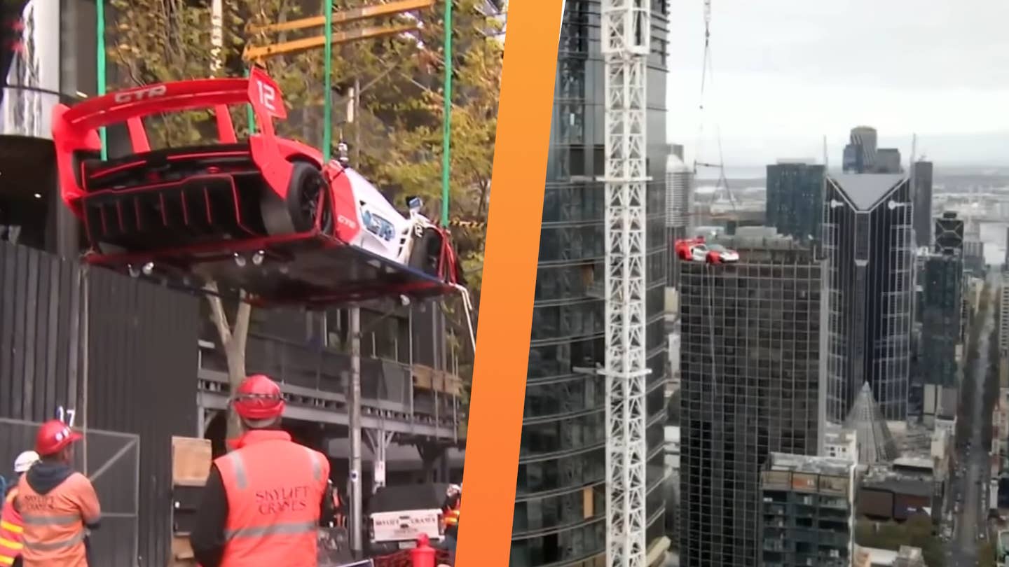Watch a McLaren Senna GTR Get Craned Into a 57th Floor Penthouse