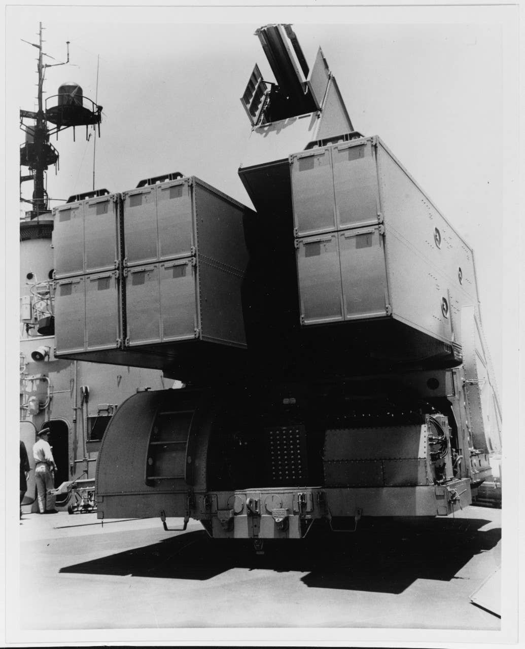 An Anti-Submarine Rocket (ASROC) box launcher capable of firing either a nuclear depth charge or conventional lightweight torpedo. <em>U.S. Navy</em>