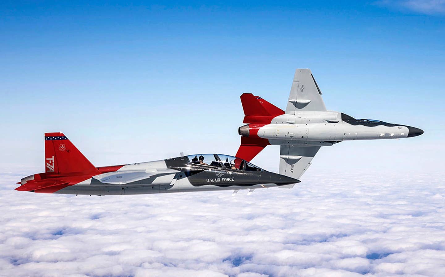 The new USAF T-7A Red Hawk trainer.  (Credit: Boeing)