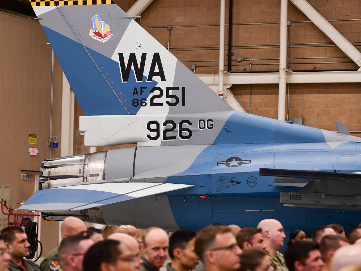 F-16C serial number 86-0251 at the redesignation ceremony for the 706th Aggressor Squadron. <em>USAF</em>