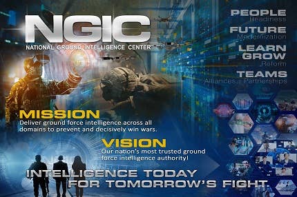 NGIC's mission is to "produce and provide intelligence on foreign ground forces to enable decision advantage through competition, crisis, and conflict." (NGIC image)