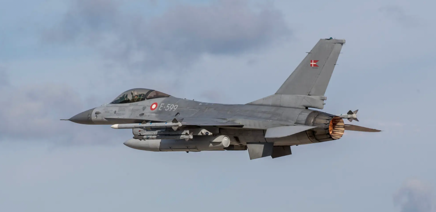 A Royal Danish Air Force F-16AM takes off from Monte Real Air Force Base in Portugal during the Real Thaw 2018 exercise.&nbsp;<em>Photo by Horacio Villalobos — Corbis/Corbis via Getty Images</em>