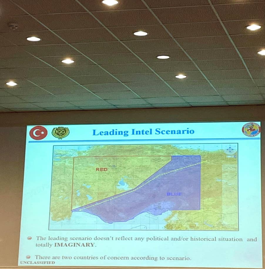 Presentation of the 2023 leading intelligence scenario at Konya Air Base. <em>Author's image</em>