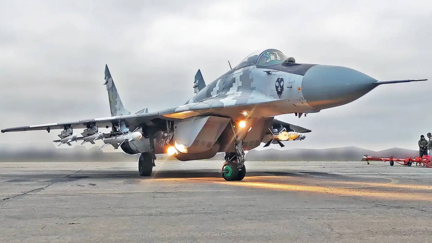 A picture of a Ukrainian MiG-29 Fulcrum fighter jet from the current conflict provided to <em>The War Zone</em> by a Ukrainian pilot known by his callsign Juice. <em>Juice/Ukrainian Air Force</em>