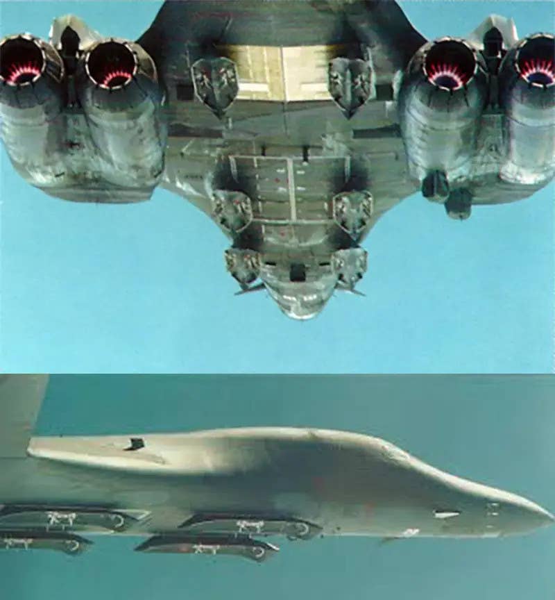 Pictures showing the original external pylon design for the B-1B. <em>USAF</em>