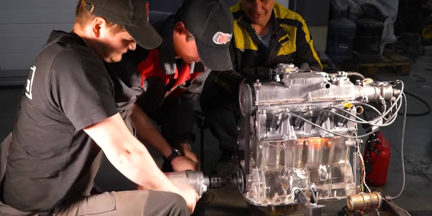 Transparent Engine Block Made of Resin Actually Runs, But Just for a Second