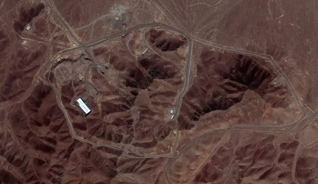 A satellite image showing the facility at Fordo from above ground. <em>Google Earth</em>