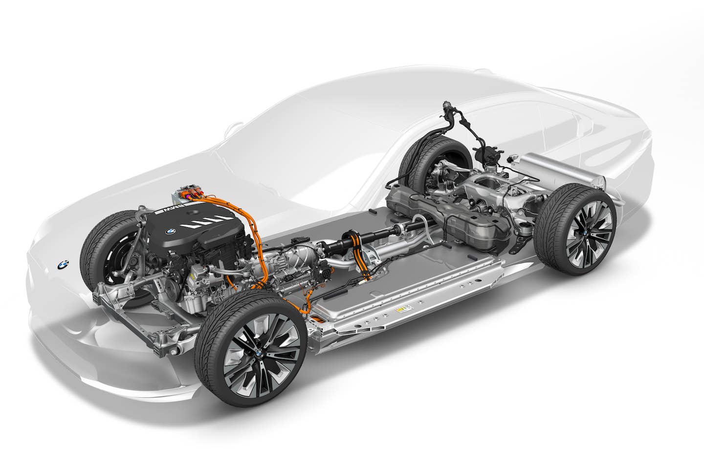 2024 BMW 5 Series PHEV drivetrain cutaway. <em>BMW</em>