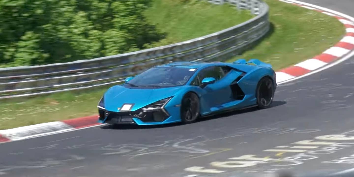 Lamborghini Revuelto in blue testing at the Nürburgring