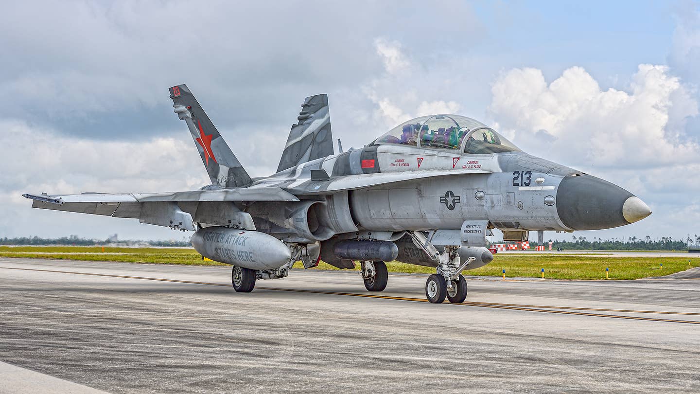 An F/A-18D of VMFAT-101 during May’s WSEP. This training squadron was providing new pilots with live-fire experience. <em>Jamie Hunter</em>