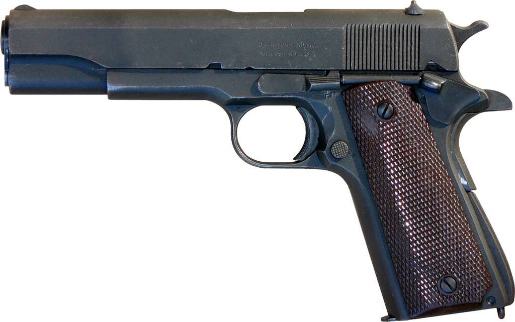 A standard issue M1911A1 pistol. <em>M62 via Wikimedia</em>