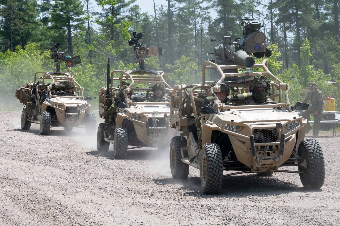 Armed MRZRs on the move during Exercise Lethal Weapon. <em>Canadian Armed Forces</em>