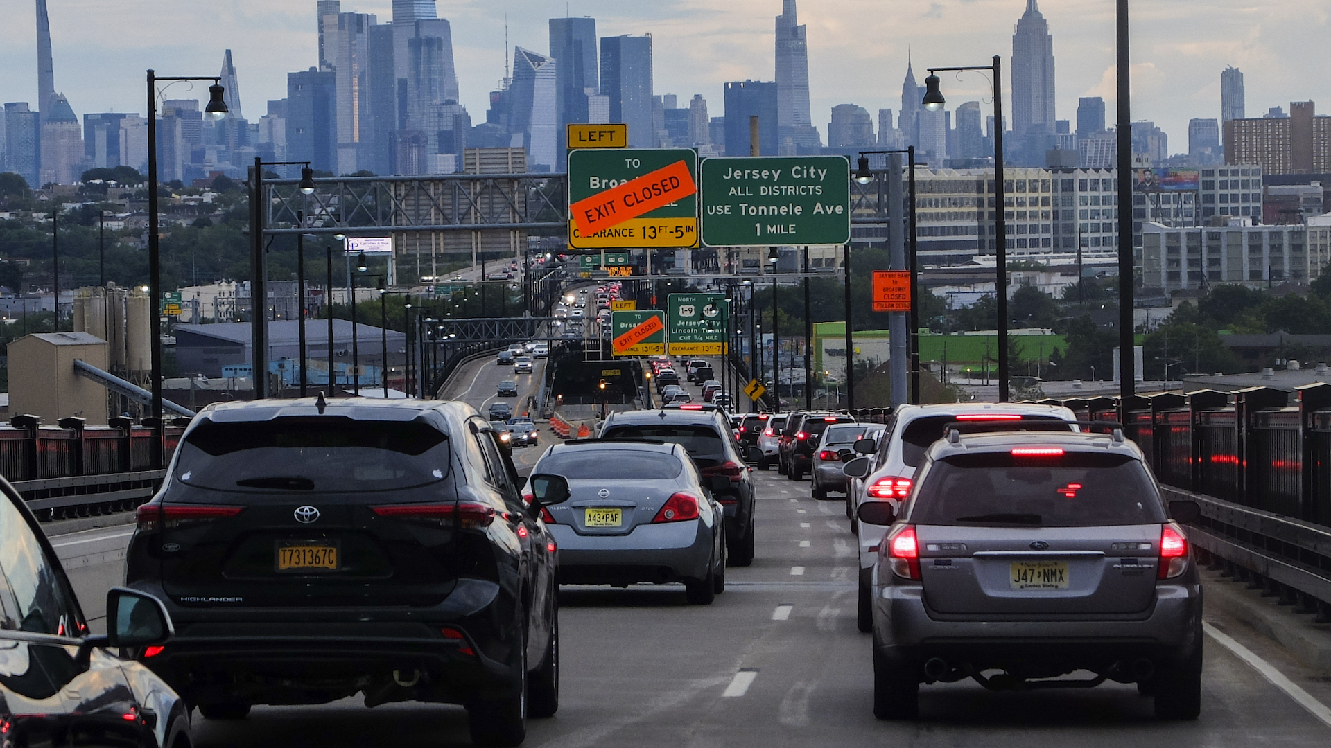 A traffic jam outside New York City