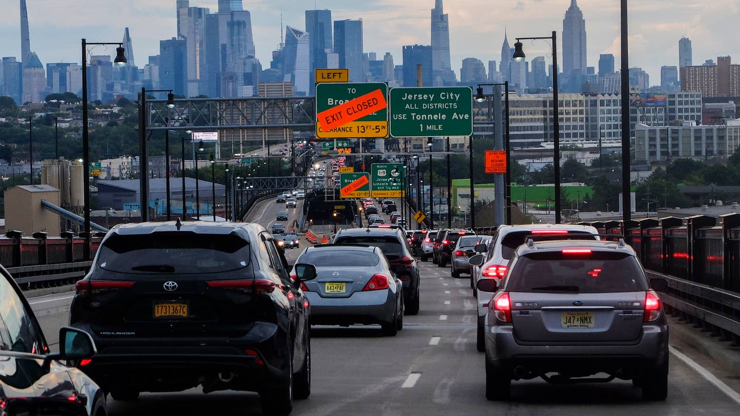 A traffic jam outside New York City