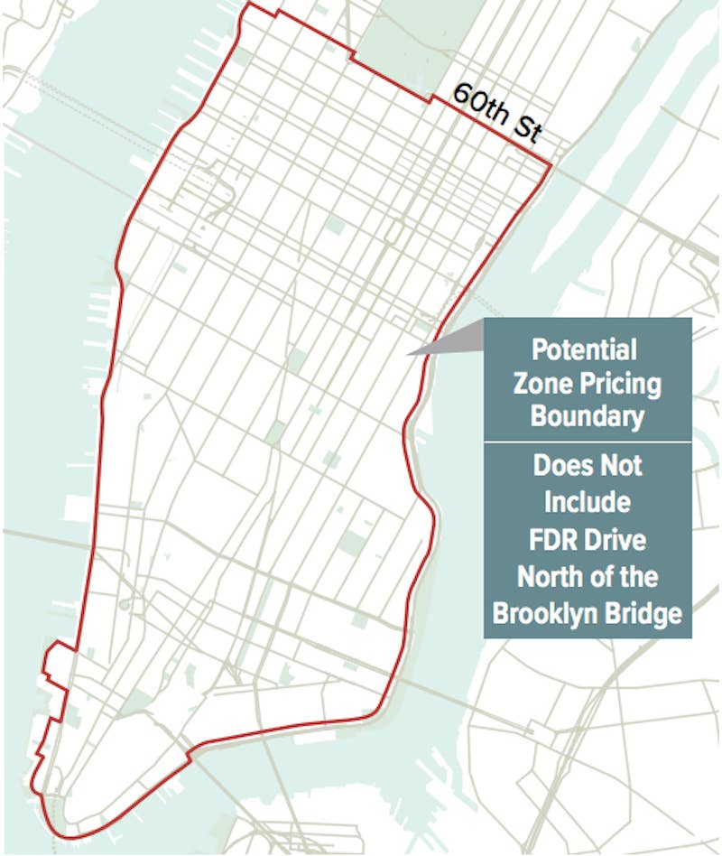 Map of proposed NYC congestion charge zone