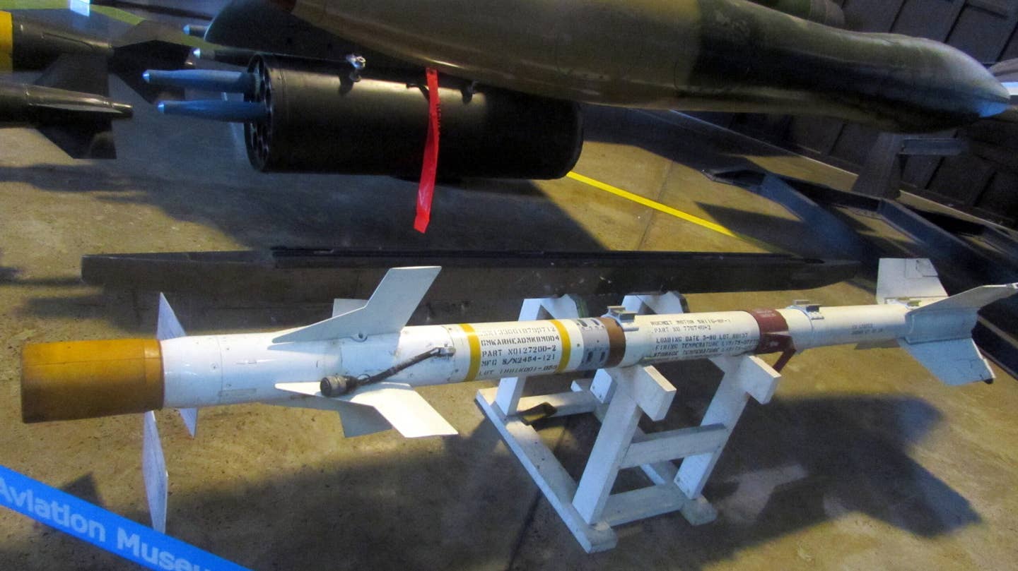 An AIM-9P Sidewinder missile preserved at the Royal Thai Air Force Museum. <em>RoyKabanlit/Wikimedia Commons</em>