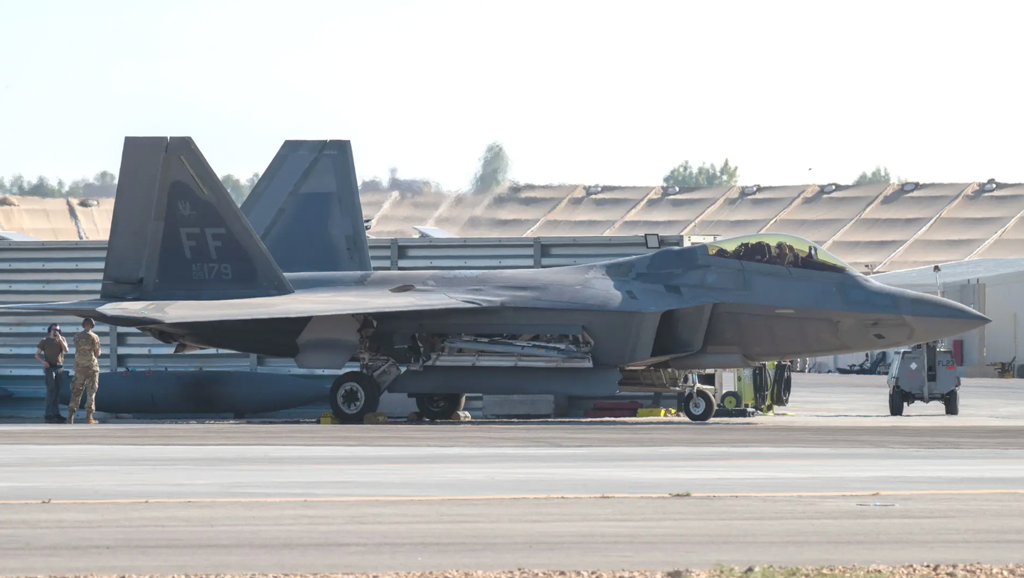 An F-22 after deploying to the Middle East last month.&nbsp;<em>U.S. Air Force</em>