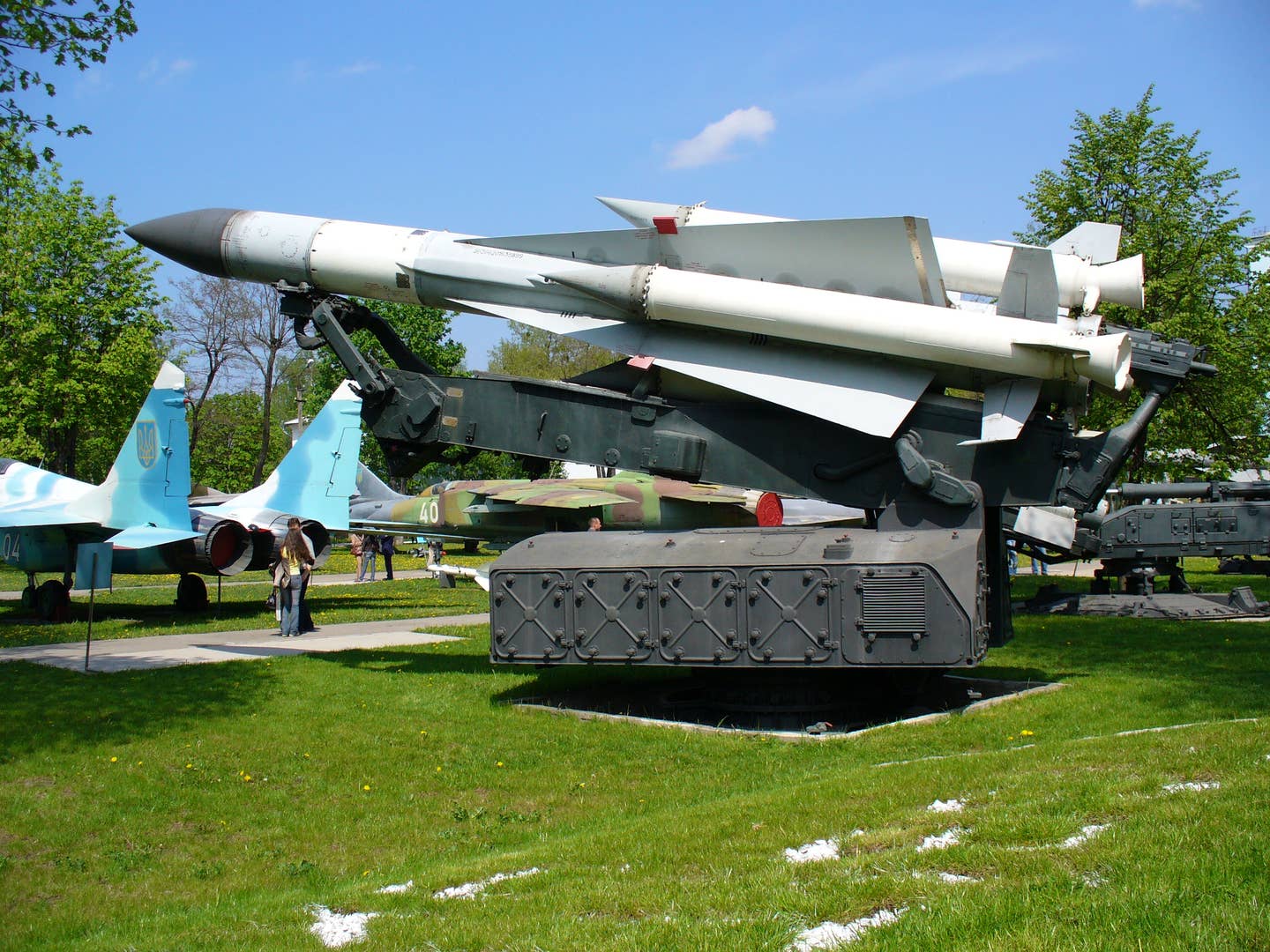 An S-200 launcher preserved at the Military History Museum of the Air Forces of the Armed Forces of Ukraine in Vinnytsia. <em>George Chernilevsky/Wikimedia Commons</em>