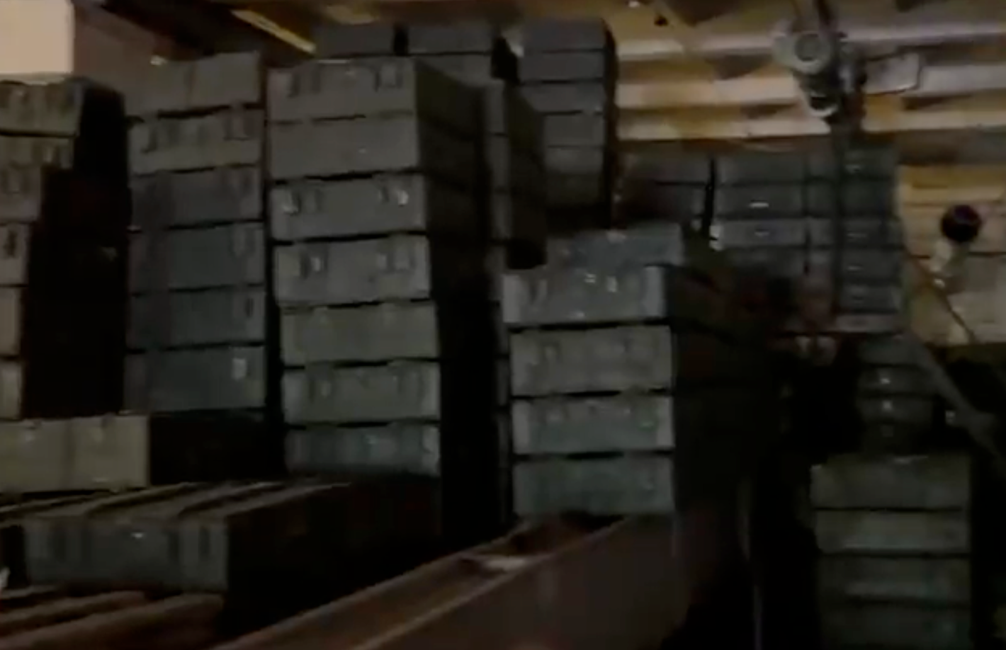 Crates of munitions.